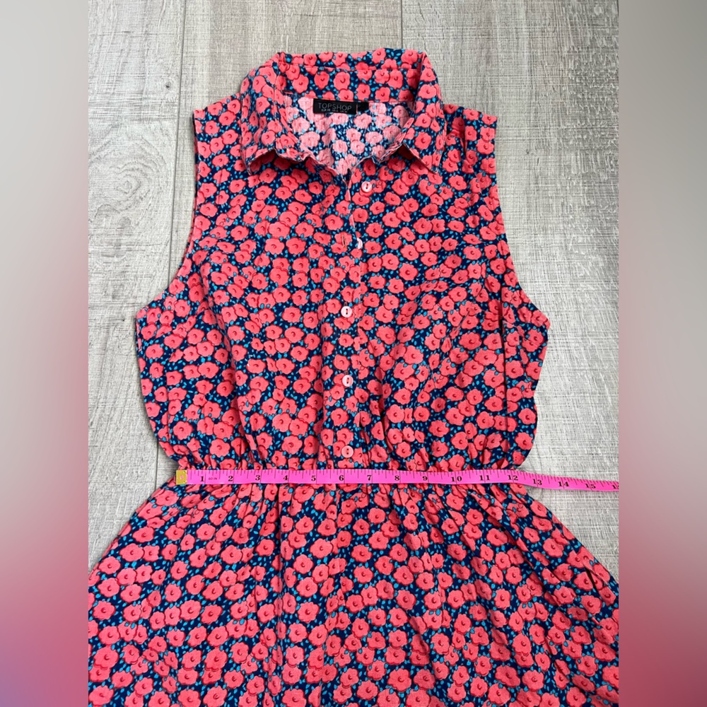 Topshop Linen Blend Floral Mini Dress - Picture 4 of 8